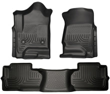 Load image into Gallery viewer, Husky Liners 14 Chevrolet Silverado/GMC Sierra Dbl Cab WeatherBeater Black Front&2nd Seat Floor Line