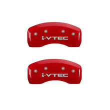 Load image into Gallery viewer, MGP 4 Caliper Covers Engraved Front & Rear I-Vtec Red Finish Silver Char 2017 Acura ILX