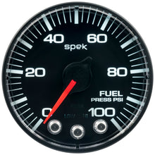 Load image into Gallery viewer, Autometer Spek-Pro Gauge Fuel Press 2 1/16in 100psi Stepper Motor W/Peak & Warn Blk/Blk