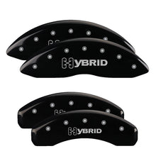 Load image into Gallery viewer, MGP 4 Caliper Covers Engraved Front & Rear GM Style/Hybrid Black finish silver ch