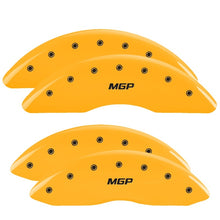 Load image into Gallery viewer, MGP 4 Caliper Covers Engraved Front & Rear MGP Yellow Finish Black Char 2010 Dodge Ram 2500