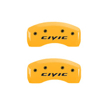 Load image into Gallery viewer, MGP 4 Caliper Covers Engraved Front & Rear Civic Yellow Finish Black Char 2003 Honda Civic