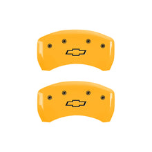 Load image into Gallery viewer, MGP 4 Caliper Covers Engraved Front & Rear Bowtie Yellow finish black ch