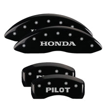Load image into Gallery viewer, MGP 4 Caliper Covers Engraved Front & Rear Honda Black finish silver ch