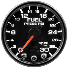 Load image into Gallery viewer, Autometer Spek-Pro Gauge Fuel Press 2 1/16in 30psi Stepper Motor W/Peak & Warn Blk/Blk