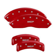 Load image into Gallery viewer, MGP 4 Caliper Covers Engraved Front & Rear Oval logo/Ford Red finish silver ch