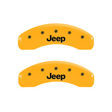 Load image into Gallery viewer, MGP 4 Caliper Covers Engraved Front & Rear Jeep Yellow Finish Black Char 1999 Jeep Grand Cherokee