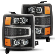 Load image into Gallery viewer, AlphaRex 04-15 Chevy 1500HD NOVA-Series LED Proj Headlights Black w/Activ Light/Seq Signal & SB DRL