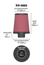 Load image into Gallery viewer, K&N Filter Universal X-Stream Clamp-On Round Tprd 2.5in Flng ID x 6in Base OD x 5in Top OD x 6.5in H
