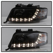 Load image into Gallery viewer, Spyder Audi A6 02-04 Projector Headlights Halogen Model Only - DRL Black PRO-YD-ADA601-DRL-BK