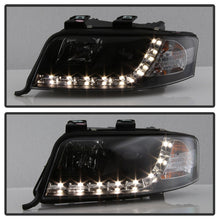 Load image into Gallery viewer, Spyder Audi A6 02-04 Projector Headlights Halogen Model Only - DRL Black PRO-YD-ADA601-DRL-BK