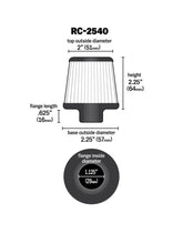Load image into Gallery viewer, K&N Universal Chrome Filter 1 1/8 inch FLG / 2 1/4 inch Bottom / 2 inch Top / 2.5 inch Height
