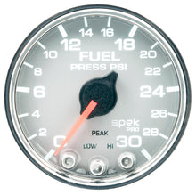 Load image into Gallery viewer, Autometer Spek-Pro Gauge Fuel Press 2 1/16in 30psi Stepper Motor W/Peak & Warn Slvr/Chrm