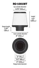 Load image into Gallery viewer, K&N Universal Filter Chrome Round Tapered White - 4in Flange ID x 1.125in Flange Length x 5.5in H