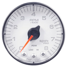 Load image into Gallery viewer, Autometer Spek-Pro Gauge Tach 2 1/16in 8K Rpm W/ Shift Light & Peak Mem Wht/Blk