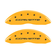 Load image into Gallery viewer, MGP 4 Caliper Covers Engraved Front & Rear C7/Corvette Yellow finish black ch