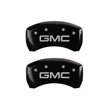 Load image into Gallery viewer, MGP 4 Caliper Covers Engraved Front & Rear GMC Black Finish Silver Char 2019 GMC Arcadia
