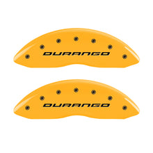 Load image into Gallery viewer, MGP 4 Caliper Covers Engraved Front & Rear Durango Yellow Finish Black Char 2007 Dodge Durango