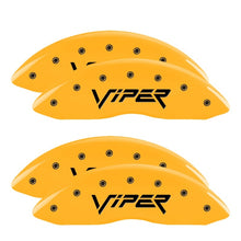 Load image into Gallery viewer, MGP 4 Caliper Covers Engraved Front & Rear Gen 2/Viper Yellow Finish Black Ch