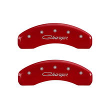 Load image into Gallery viewer, MGP 4 Caliper Covers Engraved Front & Rear Cursive/Charger Yellow finish black ch