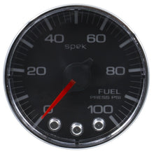 Load image into Gallery viewer, Autometer Spek-Pro Gauge Fuel Press 2 1/16in 100psi Stepper Motor W/Peak & Warn Blk/Chrm