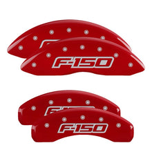 Load image into Gallery viewer, MGP 4 Caliper Covers Engraved Front & Rear Oval Logo/Ford Red Finish Silver Char 2014 Ford F-150
