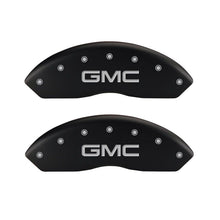 Load image into Gallery viewer, MGP 4 Caliper Covers Engraved Front & Rear GMC Red finish silver ch