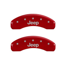 Load image into Gallery viewer, MGP 4 Caliper Covers Engraved Front & Rear JEEP Red finish silver ch