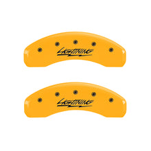 Load image into Gallery viewer, MGP 4 Caliper Covers Engraved Front & Rear Lightning Yellow Finish Black Char 2000 Ford F-150