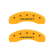 Load image into Gallery viewer, MGP 4 Caliper Covers Engraved Front & Rear With out stripes/Journey Yellow finish black ch
