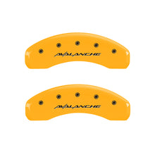 Load image into Gallery viewer, MGP 4 Caliper Covers Engraved Front & Rear Avalanche Yellow Finish Black Char 2001 Chevrolet Tahoe