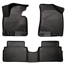 Load image into Gallery viewer, Husky Liners 14 Hyundai Tucson w/Retain Hooks WeatherBeater Combo Front & 2nd Row Black Floor Liners