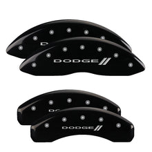 Load image into Gallery viewer, MGP 4 Caliper Covers Engraved Front & Rear 11-18 Dodge Durango Black Finish Silver Dodge II Logo