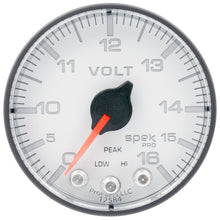 Load image into Gallery viewer, Autometer Spek-Pro Gauge Voltmeter 2 1/16in 16V Stepper Motor W/Peak & Warn Wht/Blk