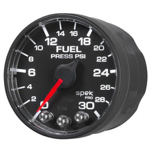 Load image into Gallery viewer, Autometer Spek-Pro Gauge Fuel Press 2 1/16in 30psi Stepper Motor W/Peak & Warn Blk/Blk