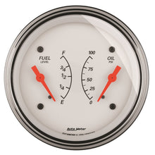 Load image into Gallery viewer, AutoMeter Gauge Dual Fuel & Oilp 3-3/8in. 240 Ohm(e) to 33 Ohm(f) & 100PSI Elec Arctic White