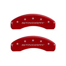 Load image into Gallery viewer, MGP 4 Caliper Covers Engraved Front & Rear Stingray Red finish silver ch