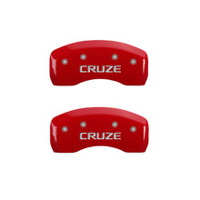 Load image into Gallery viewer, MGP 4 Caliper Covers Engraved Front & Rear Cruze Red Finish Silver Char 2017 Chevrolet Cruze