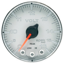 Load image into Gallery viewer, Autometer Spek-Pro Gauge Voltmeter 2 1/16in 16V Stepper Motor W/Peak & Warn Slvr/Chrm
