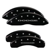 Load image into Gallery viewer, MGP 4 Caliper Covers Engraved F & R Stripes/Dodge Yellow Finish Black Char 2010 Dodge Ram 3500