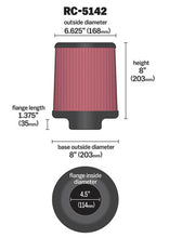 Load image into Gallery viewer, K&N Universal Clamp-On Air Filter inch FLG 4.5inch Base 4 inch Top 4-1/2in FLG 8in Base