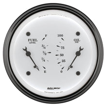 Load image into Gallery viewer, AutoMeter Gauge Dual Fuel & Oilp 3-3/8in. 0 Ohm(e) to 90 Ohm(f)& 100PSI Elec Old Tyme White