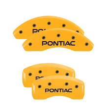 Load image into Gallery viewer, MGP 4 Caliper Covers Engraved Front & Rear Pontiac Yellow Finish Black Char 2002 Pontiac Grand Prix