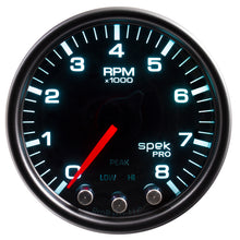 Load image into Gallery viewer, Autometer Spek-Pro Gauge Tach 2 1/16in 8K Rpm W/ Shift Light & Peak Mem Blk/Smoke/Blk