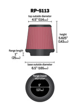 Load image into Gallery viewer, K&N Cone Filter 5in ID 6.5in base 4.5in top 5.625in height carbon fiber look
