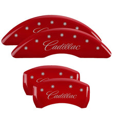Load image into Gallery viewer, MGP 4 Caliper Covers Engraved Front & Rear GMC Red finish silver ch