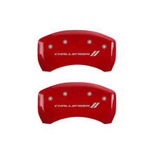 Load image into Gallery viewer, MGP 4 Caliper Covers Engraved Front & Rear With stripes/Challenger Red finish silver ch