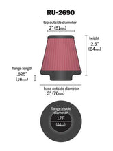 Load image into Gallery viewer, K&N Filter Universal Rubber Filter 1 3/4 inch Flange 3 inch Base 2 inch Top 2.5 inch Height