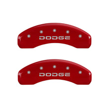 Load image into Gallery viewer, MGP 4 Caliper Covers Engraved Front & Rear Broken D/Dodge Red finish silver ch