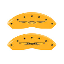 Load image into Gallery viewer, MGP 4 Caliper Covers Engraved Front & Rear Style 2/Chrysler Wing Yellow finish black ch